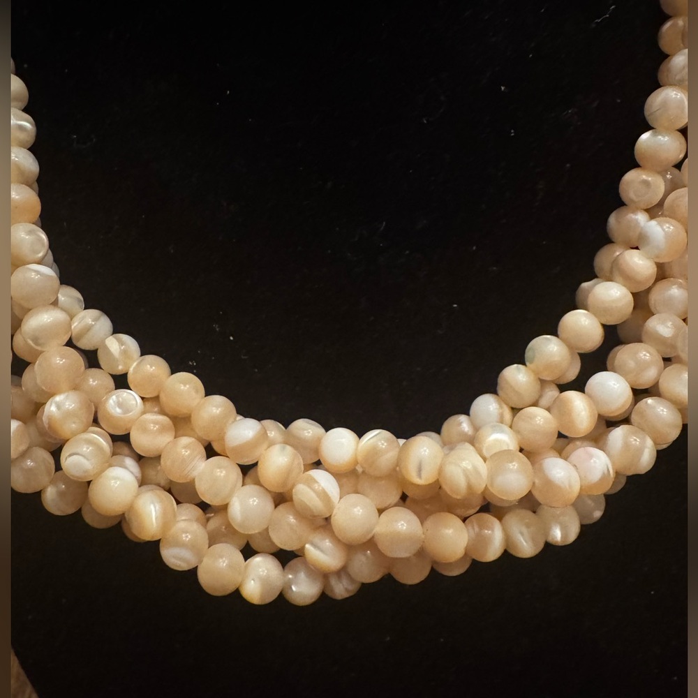 Rare Vintage 80s Kenneth Jay Lane Balmuti Mother of Pearl Multi Strand Necklace - Picture 2 of 11